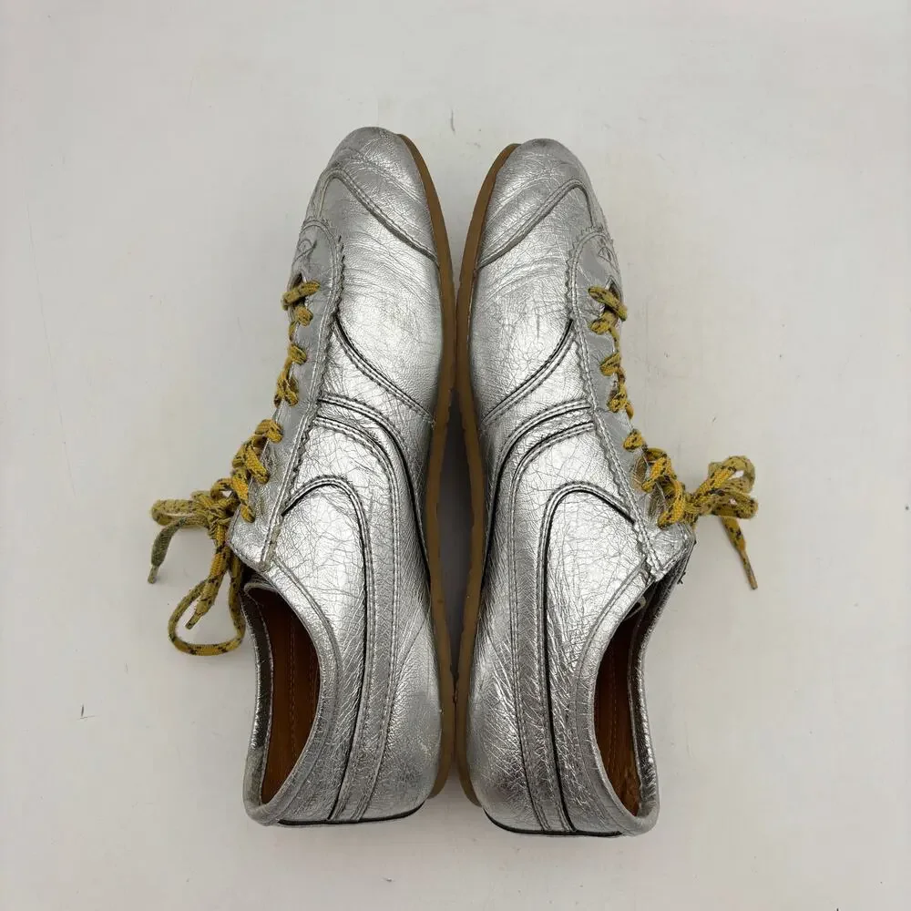 Dries Van Noten Silver Metallic Leather Marathon Men Sneakers EU 43 US 10